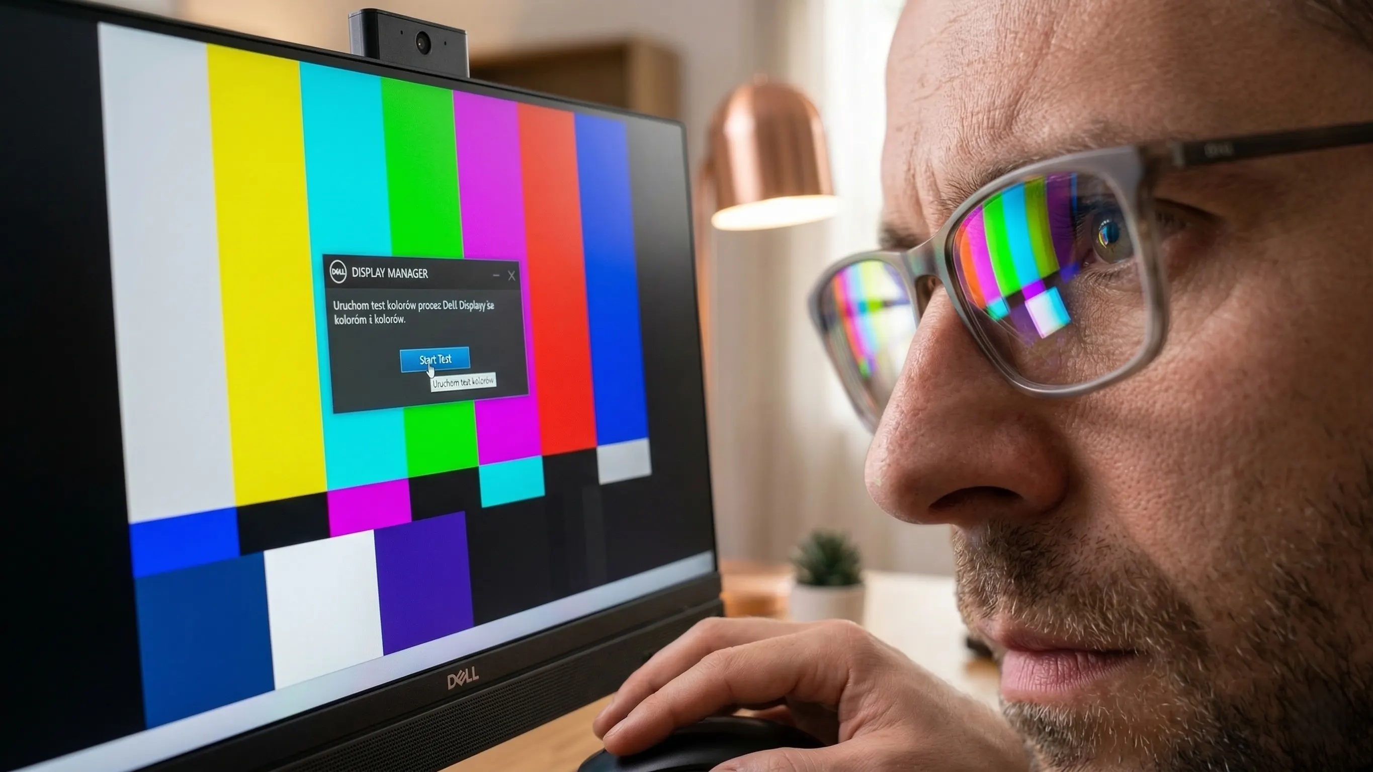 Arkadiusz sprawdza jakość ekranu Dell Pro 24 z bliska
