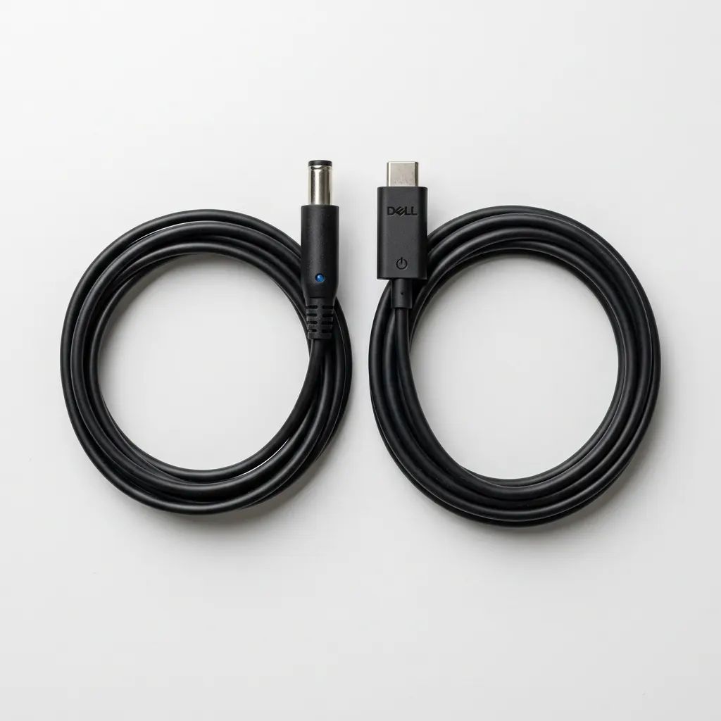 Dwa typy złączy ładowarki Dell - cylindryczne 7.4mm i USB-C