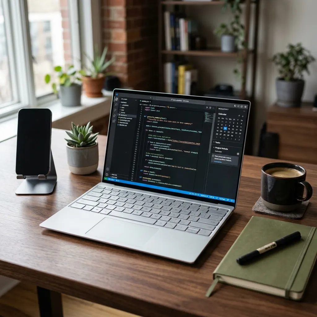 Dell XPS 13 9310 w platinum silver z VS Code na ekranie - typowy setup programisty