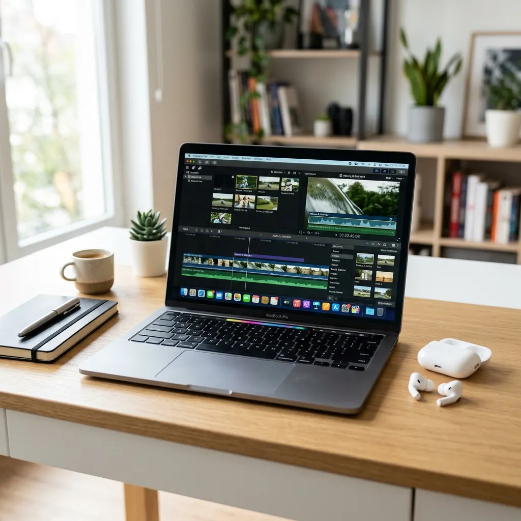 MacBook Pro 13 Space Gray z Touch Bar i Final Cut Pro - kreatywny setup