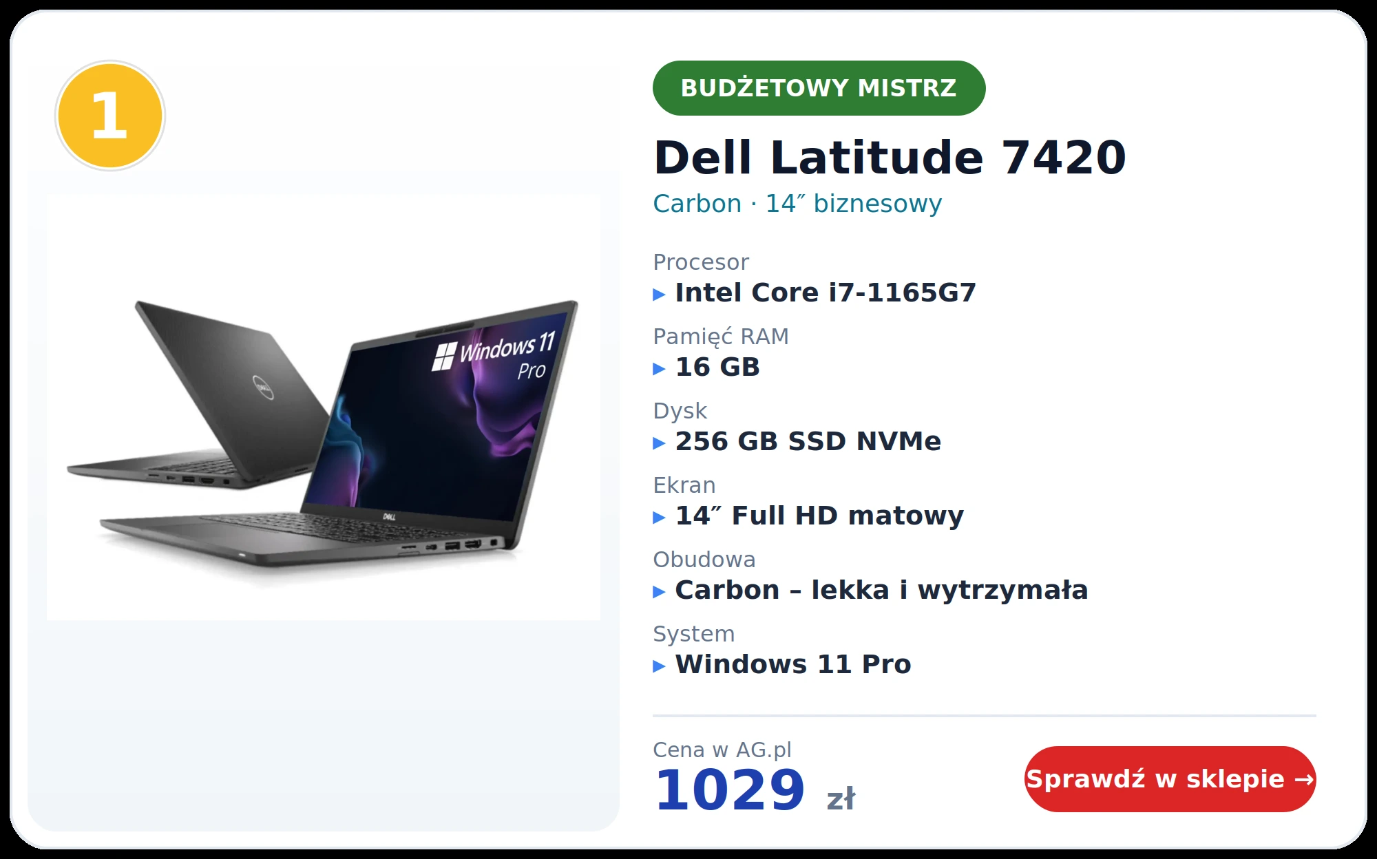 Dell Latitude 7420 carbon i7 16 GB – budżetowy laptop dla studenta
