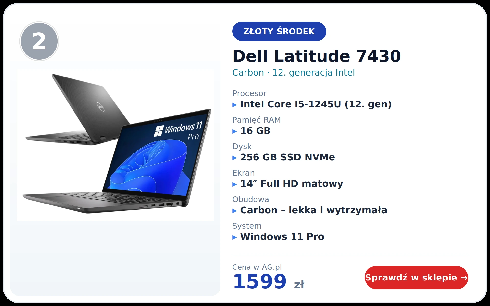 Dell Latitude 7430 carbon i5 16 GB – laptop dla studenta na całe studia