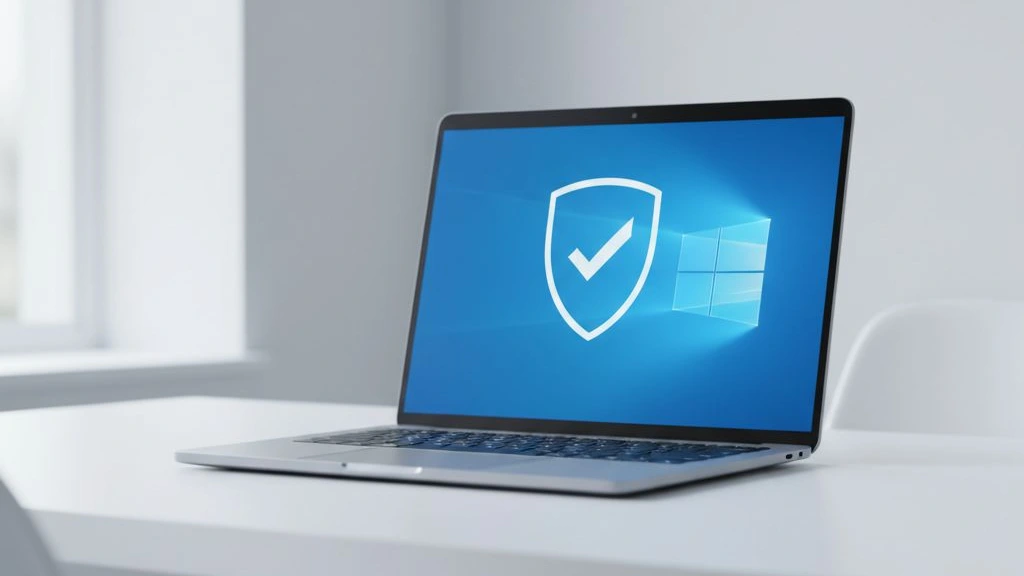 Laptop z systemem Windows i tarczą bezpieczeństwa - koniec wsparcia Windows 10, co teraz zrobić, ESU, Windows 11 czy nowy laptop