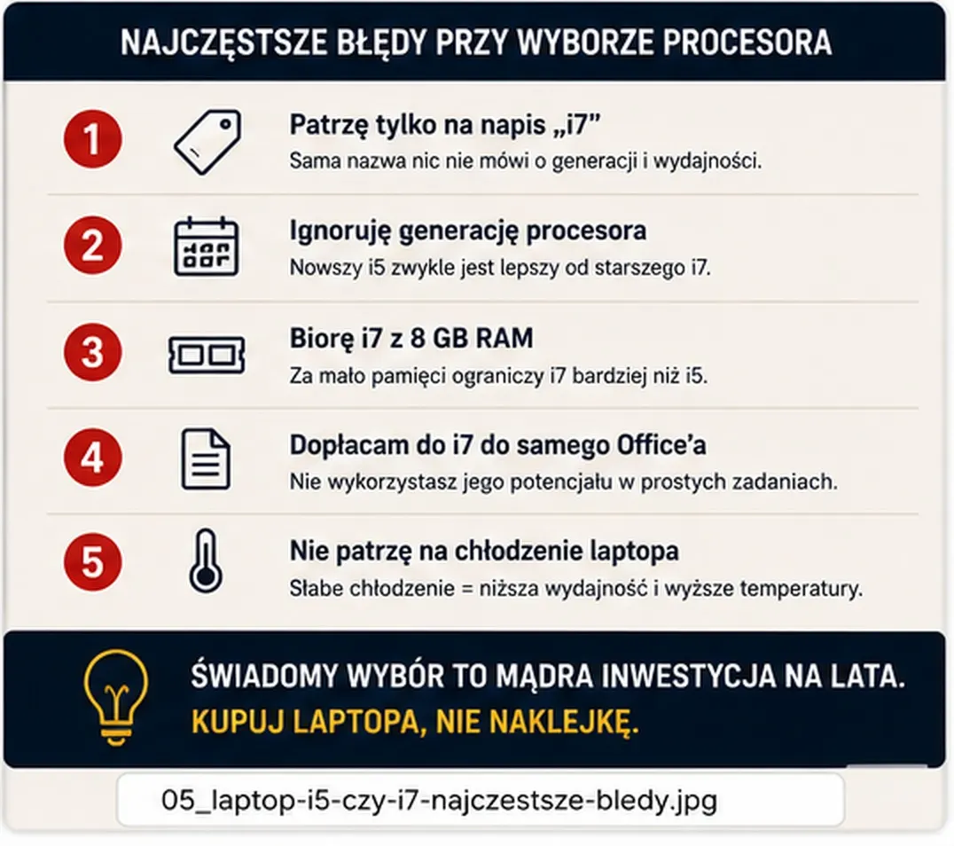 Najczęstsze błędy przy wyborze procesora i5 czy i7