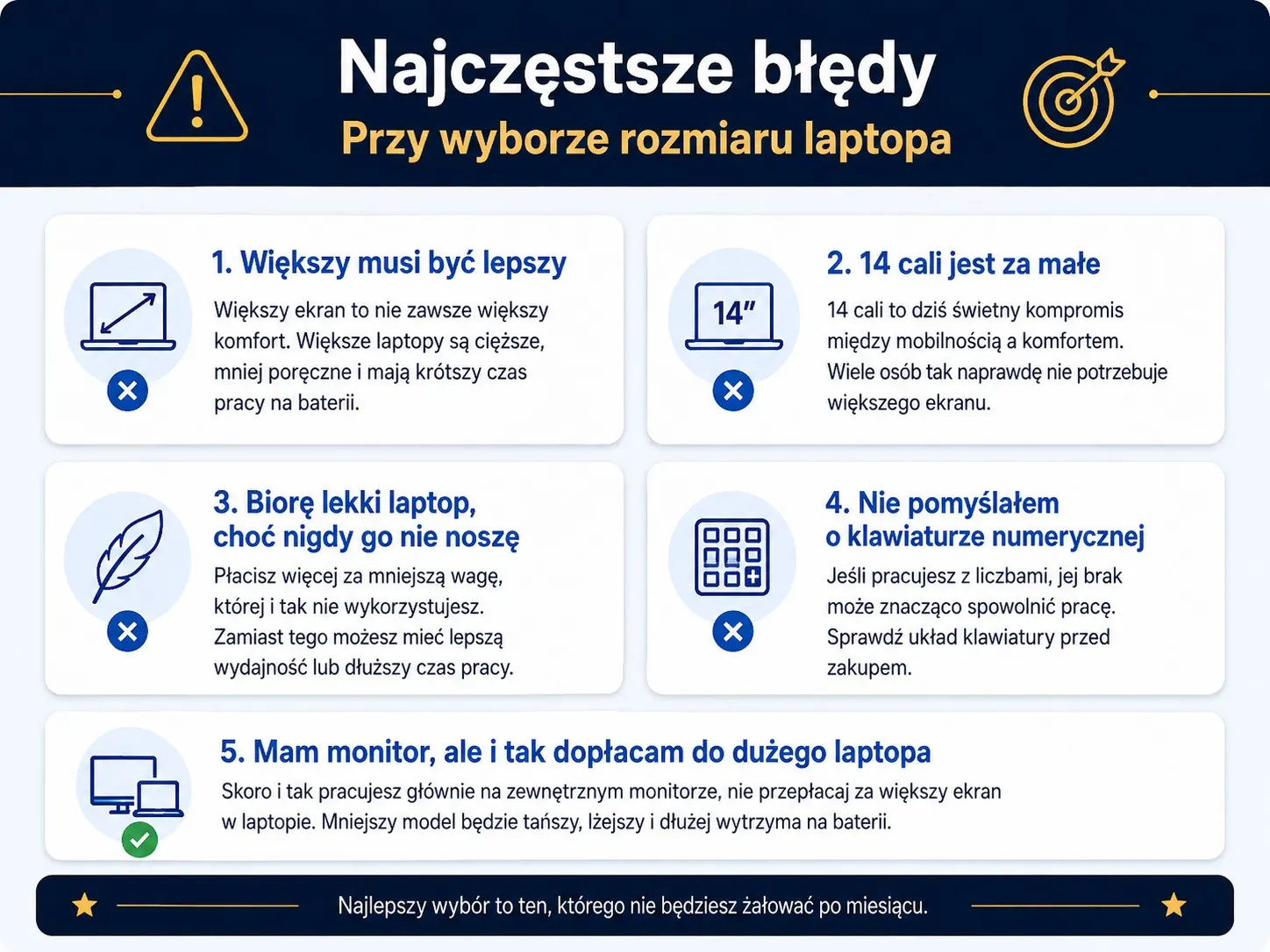 Najczęstsze błędy przy wyborze rozmiaru laptopa