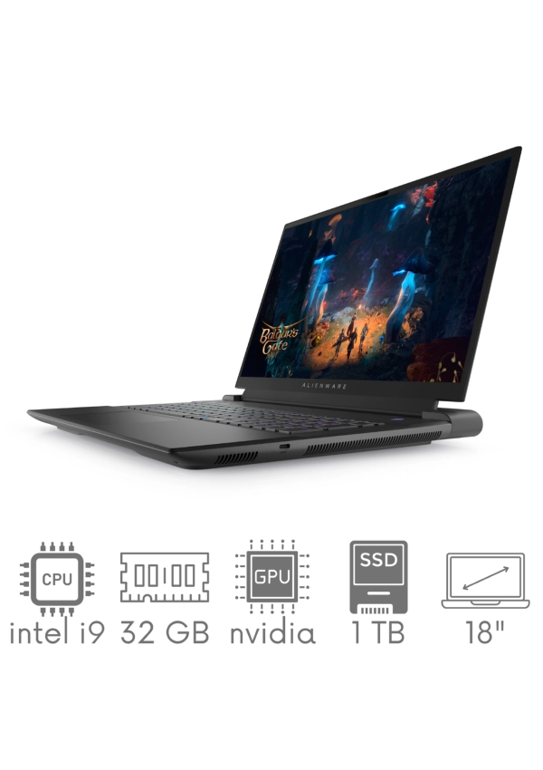 DELL Alienware M18 R2 i9-14900HX 32GB 1TB SSD 18" QHD+ 2560x1600 165Hz GeForce RTX4070 8GB WiFi BT Kam Win11 gw12mc