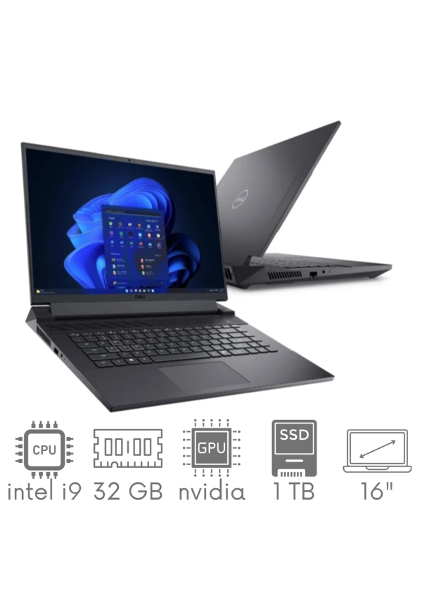 Gaming DELL Inspiron G16 7630 i9-13900HX 32GB 1TB SSD 16" QHD+ 2560x1600 240Hz matt GeForce RTX 4070 8GB WiFi BT KAM Win11 Gw12mc