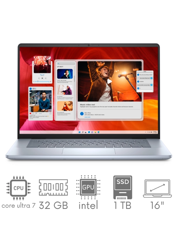 Dell Inspiron 16 Plus 7640 Ultra 7 155H 32GB 1TB SSD 16,0" FHD+ 1920x1200 Touch Kam WiFi BT Win11 GW12MC