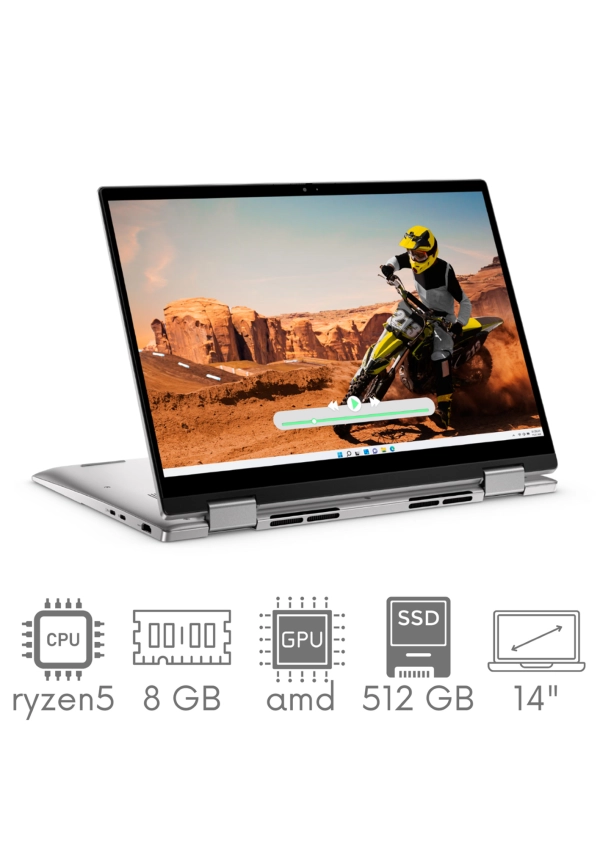 2w1 DELL Inspiron 7435 Ryzen 5 7530U 8GB 512 SSD 14" FHD+ 1920x1200 x360 KAM WiFi BT WIN11 GW12mc