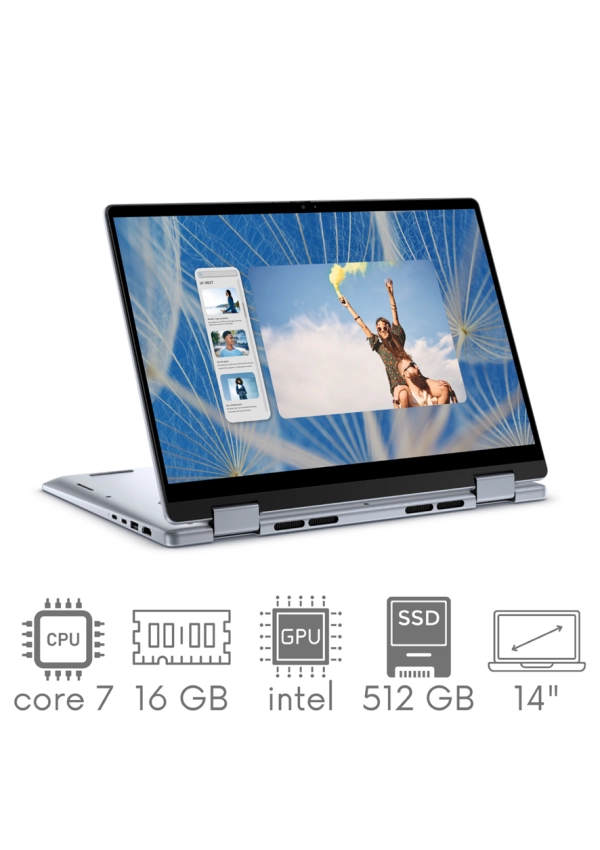 2w1 DELL Inspiron 7440 Core 7 150U 16 512 SSD 14" FHD+ 1920x1200 x360 KAM WiFi BT WIN11 GW12mc