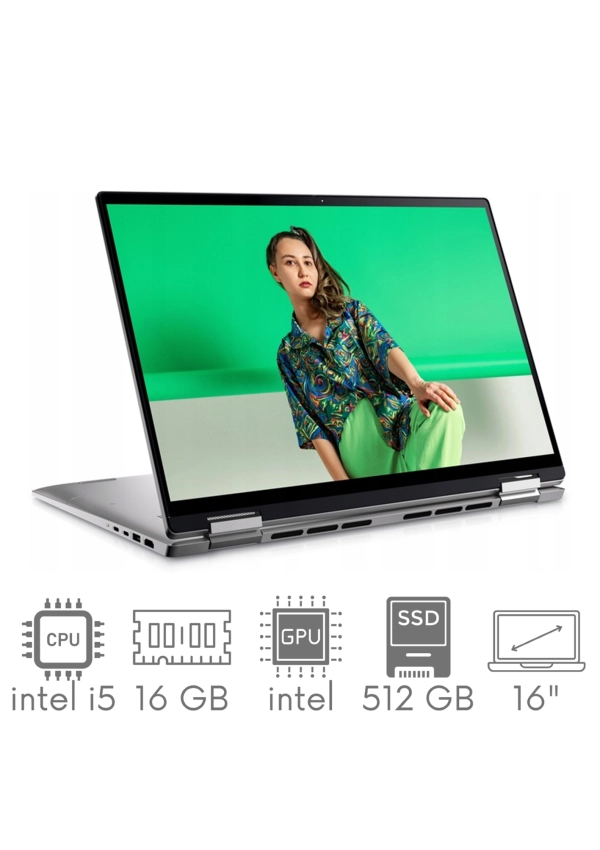 2w1 DELL Inspiron 7620 i5-1235U 16GB 512SSD 16" FHD+ 1920x1200 Touch X360 WiFi BT KAM Win11 Gw12mc