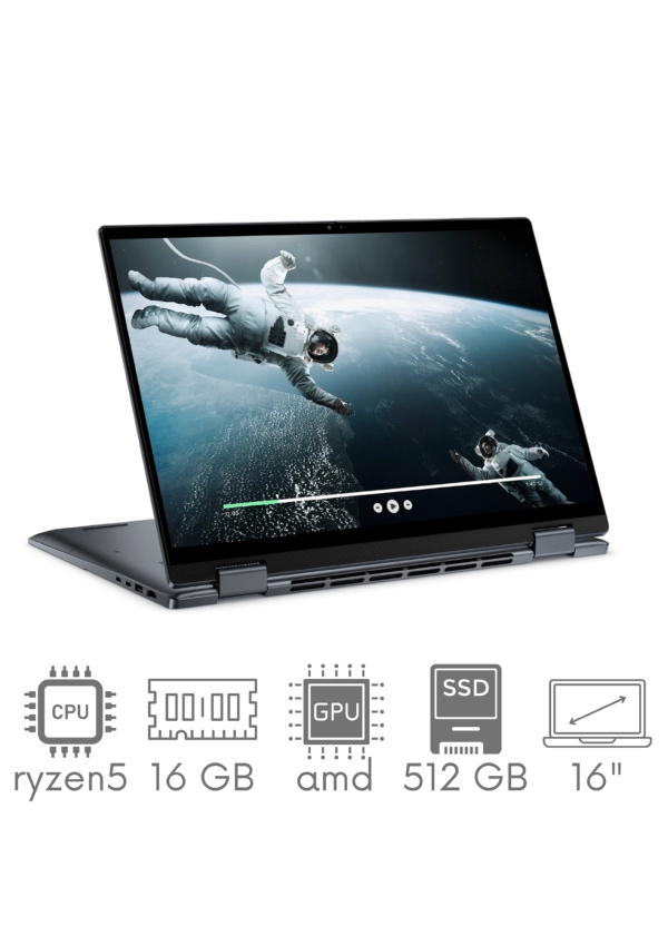 2w1 DELL Inspiron 7635 Ryzen 5 7530U 16GB 512SSD 16" FHD+ 1920x1200 Touch X360 WiFi BT KAM Win11 Gw12mc