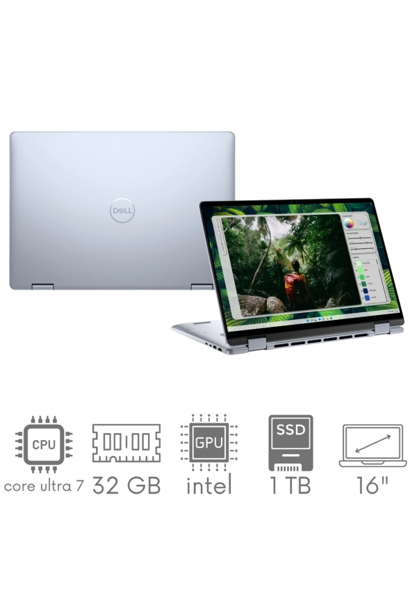 2w1 DELL Inspiron 7640 Ultra 7 155H 32GB 1TB SSD 16" FHD+ 1920x1200 Touch X360 WiFi BT KAM Win11 Gw12mc