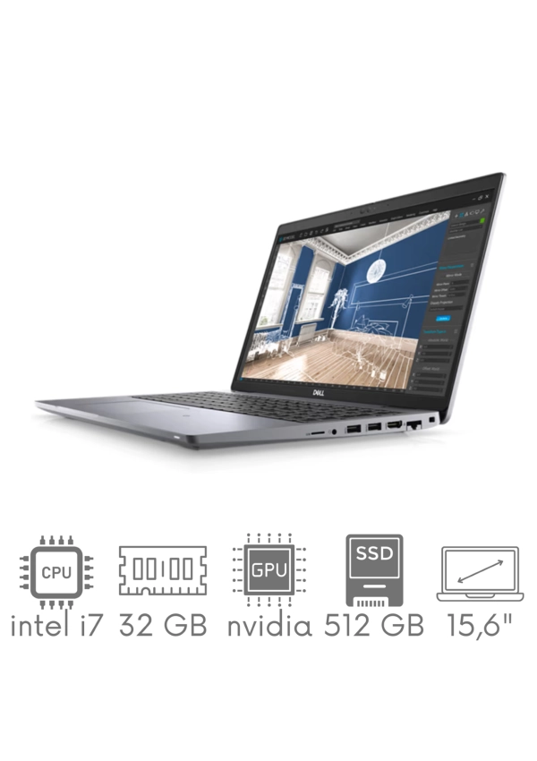 Dell Precision 3561 i7-11800H 32GB 512 SSD 15,6" FHD 1920x1080 Nvidia T600 4GB WiFi BT KAM Win11pro gw12mc