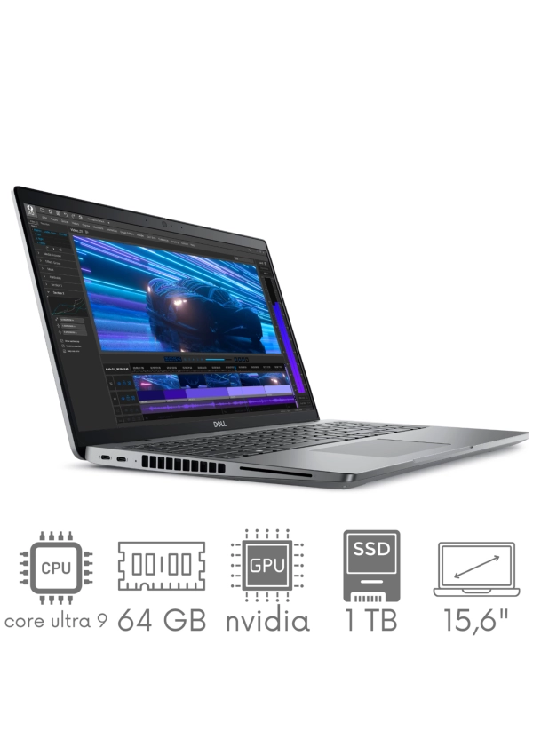 Dell Precision 3591 Core Ultra 9 185H 32GB 1TB SSD 15,6" FHD 1920x1080 Nvidia RTX 2000 Ada 8GB WiFi BT KAM Win11pro gw12mc