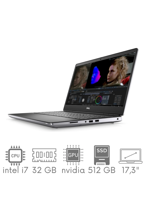 Stacja Graficzno-Robocza Dell Precision 7750 i7-10850H 32GB 512 SSD 17,3" FHD 1920x1080 Quadro T1000 4GB Modem LTE KAM WiFi BT W10Pro gw12mc