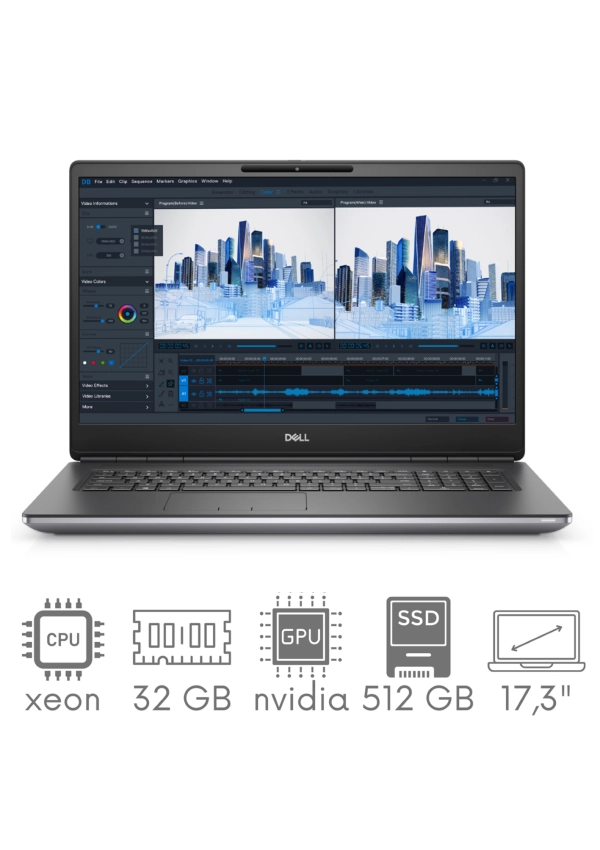 Stacja Graficzno-Robocza Dell Precision 7750 XEON W-10885M 32GB 512 SSD 17,3" FHD 1920x1080 RTX3000 6GB WiFi BT W10Pro gw12mc