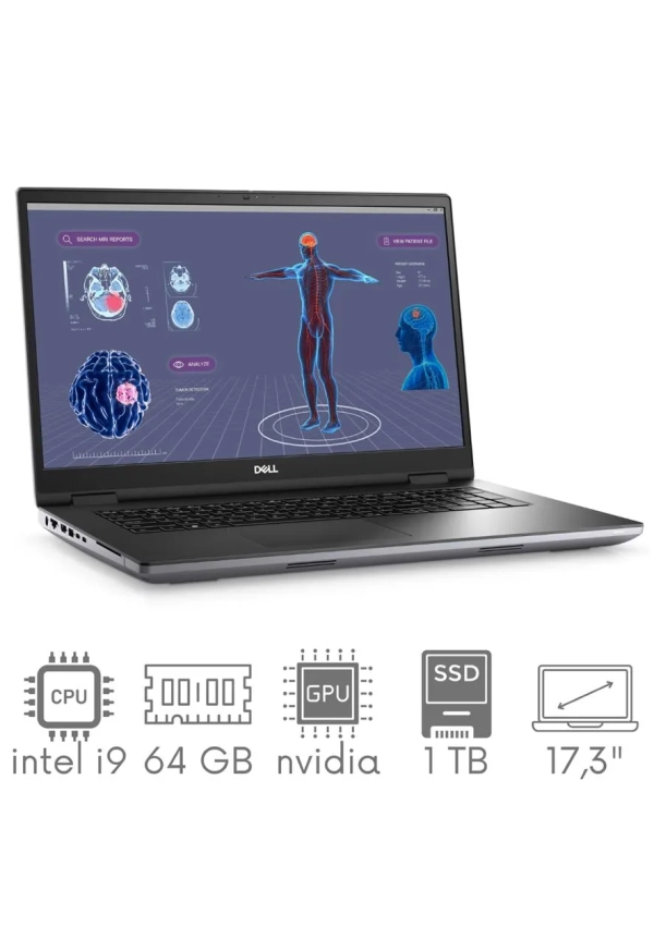 Stacja Graficzno-Robocza DELL Precision 7780 i9-13950HX 64GB 1TB SSD 17,3" FHD 1920x1080 RTX 4000 Ada 12GB KAM WiFi BT W11PRO gw12mc