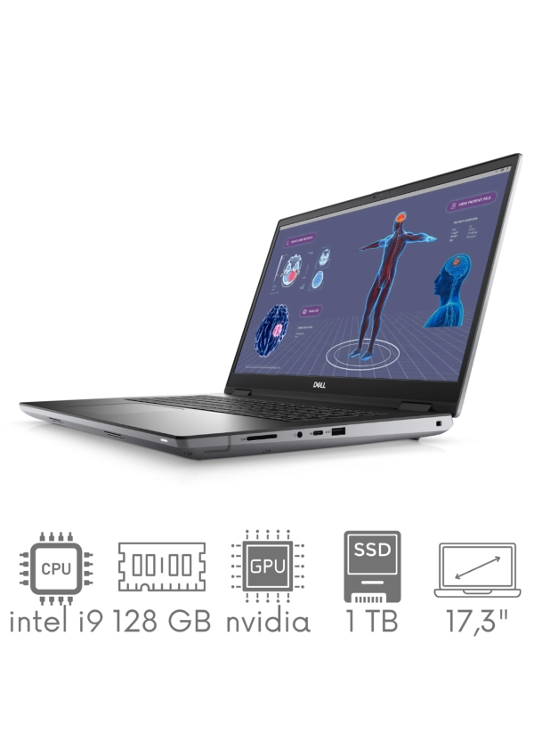 Stacja Graficzno-Robocza DELL Precision 7780 i9-13950HX 128GB 1TB SSD 17,3" FHD 1920x1080 RTX 5000 Ada 16GB KAM WiFi BT W11PRO gw12mc