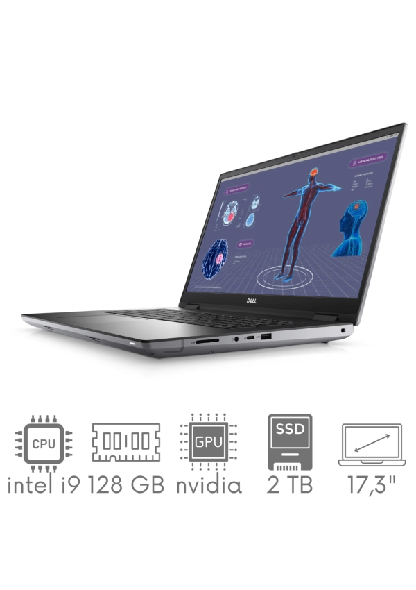 Stacja Graficzno-Robocza DELL Precision 7780 i9-13950HX 128GB 2TB SSD 17,3" FHD 1920x1080 RTX 2000 Ada 8GB KAM WiFi BT W11PRO gw12mc