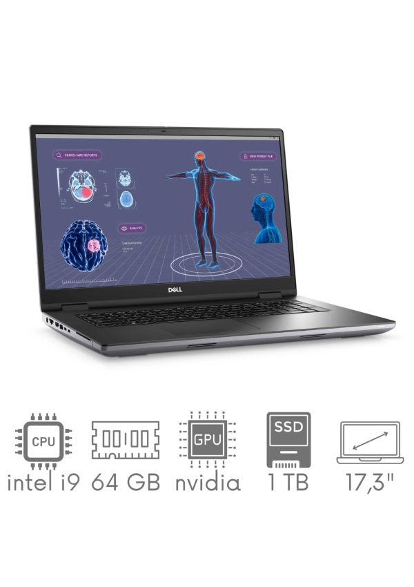 Stacja Graficzno-Robocza DELL Precision 7780 i9-13950HX 64GB 1TB SSD 17,3" 4K UHD 3840x2160 RTX 2000 Ada 8GB KAM WiFi BT W11PRO gw12mc