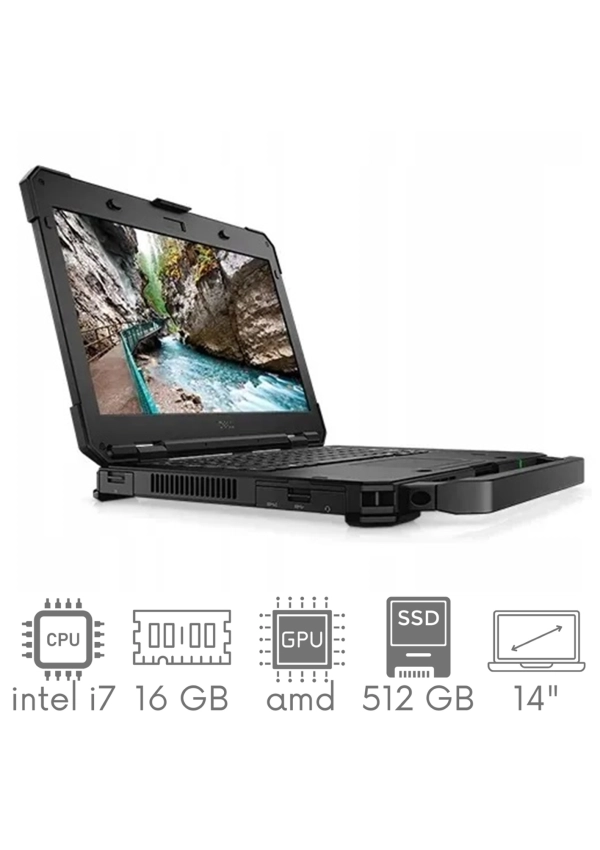 Pancerny Dell Latitude Rugged 5420 i7-8650U 16GB 512 SSD 14" FHD 1920x1080 Radeon RX540 4GB 1xBAT Kam WiFi BT Win10pro gw12mc