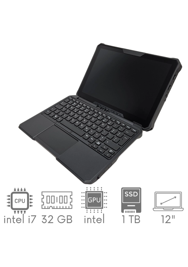 Tablet z klawiaturą DELL Latitude 7230 Rugged Extreme i7-1260U 32GB 1TB SSD 12"  FHD+ 1920x1200 Mat Win11pro LAN RJ45 1xBAT WiFi BT Gw12mc