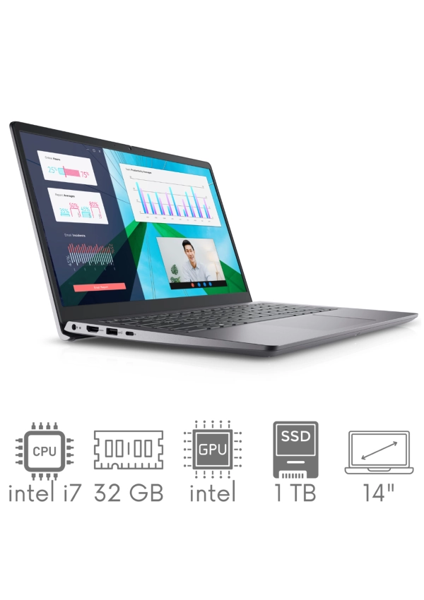 Aluminiowy Dell Vostro 3430 i7-1355U 32GB 1TB SSD 14" FHD 1920x1080 Kam WiFi BT Win11Pro GW12mc