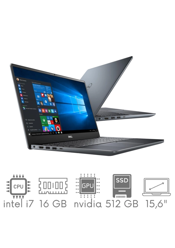 Dell Vostro 7590 i7-9750H 16GB 512SSD 15,6" FHD 1920x1080 GeForce GTX1650 4GB Kam WiFi BT Win10pro Gw12mc