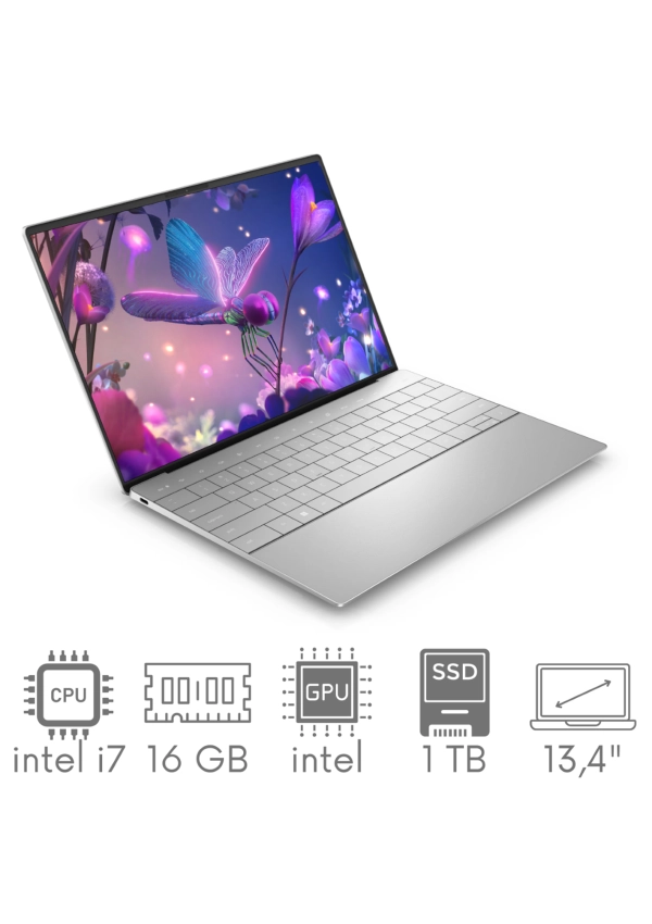 Bezramkowy aluminiowy ultrabook Dell XPS 9320 i7-1360P 16GB 1TB SSD 13,4" FHD+ 1920x1200 WiFi BT Kam win11 PL Gw12mc