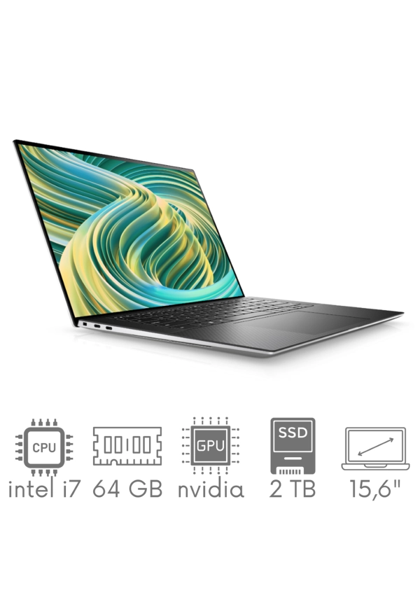 Ultrabook aluminiowy Dell XPS 9530 i7-13700H 64GB 2TB SSD 15,6" FHD+ 1920x1200 GeForce RTX4070 8GB WiFi BT Kam Win11 Gw12mc