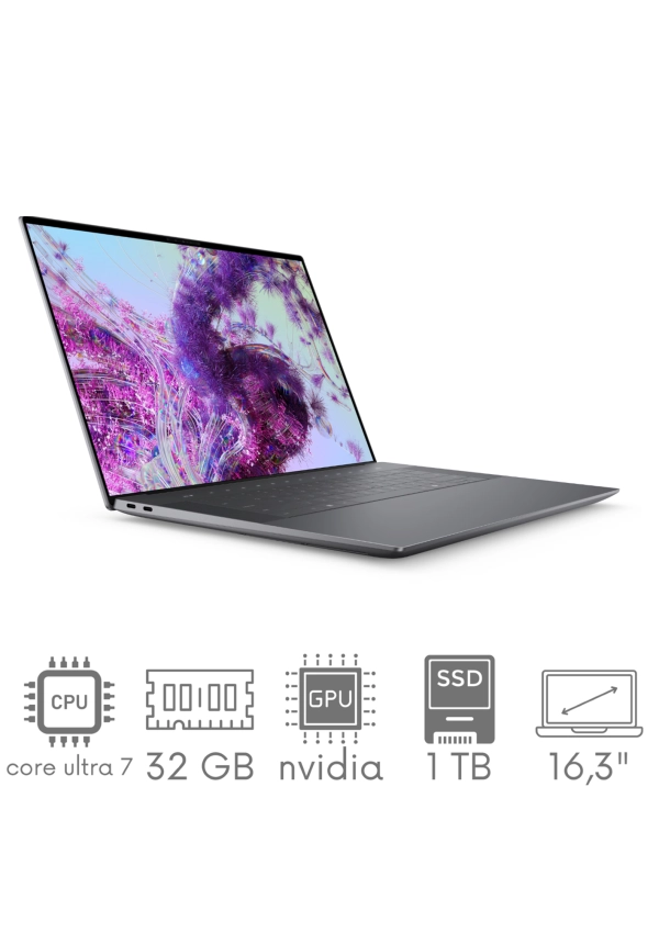 Dell XPS 16 9640 Ultra 7 155H 32GB 1TB SSD 16,3" FHD+ 1920x1200 120Hz RTX4050 6GB WiFi BT Kam Win11 PL Gw12mc