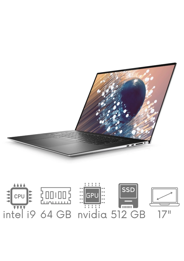 Dell XPS 9700 i9-10885H 64GB 512 SSD 17" 4K UHD+ 3840x2400 GeForce RTX2060 6GB WiFi BT KAM Win10 Gw12mc