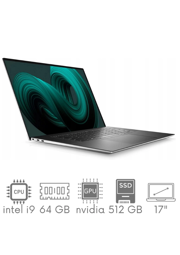 Dell XPS 9700 i9-10885H 64GB 512 SSD 17" 4K UHD+ 3840x2400 GeForce RTX2060 6GB WiFi BT KAM Win10 Gw12mc