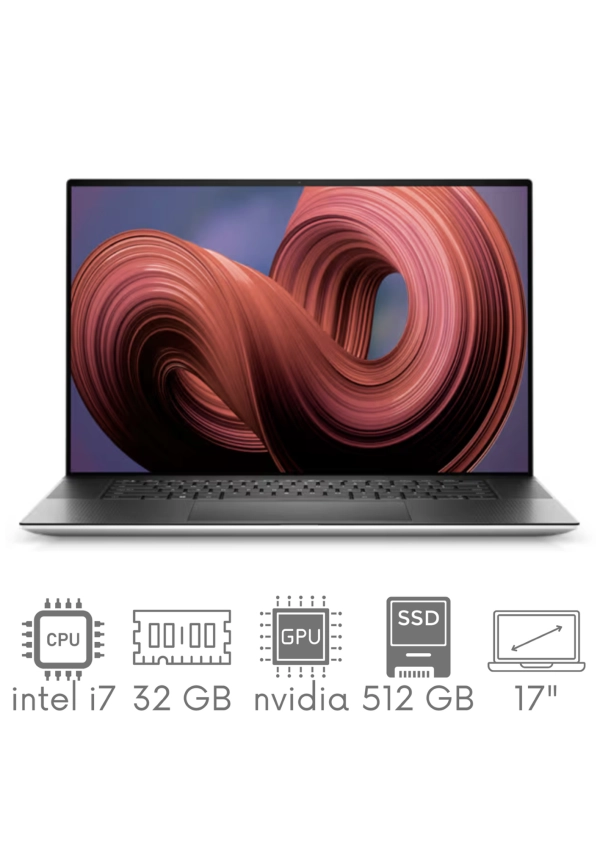 Ultrabook aluminiowy Dell XPS 9730 i7-13700H 32GB 512GB SSD 17" FHD+ 1920x1200 RTX4050 6GB WiFi BT Kam win11 PL Gw12mc