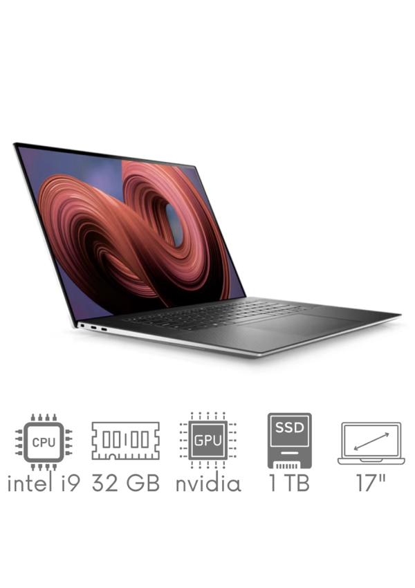 Ultrabook aluminiowy Dell XPS 9730 i9-13900H 32GB 1TB SSD 17" 4K UHD+ 3840x2400 RTX4070 8GB WiFi BT Kam win11 PL Gw12mc