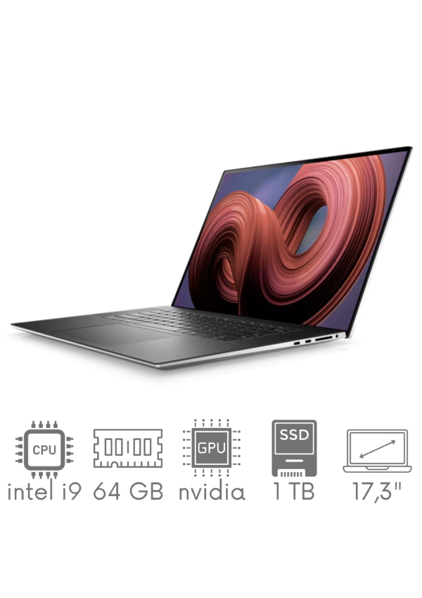 Ultrabook aluminiowy Dell XPS 9730 i9-13900H 64GB 1TB SSD 17" FHD+ 1920x1200 RTX4080 12GB WiFi BT Kam win11 PL Gw12mc