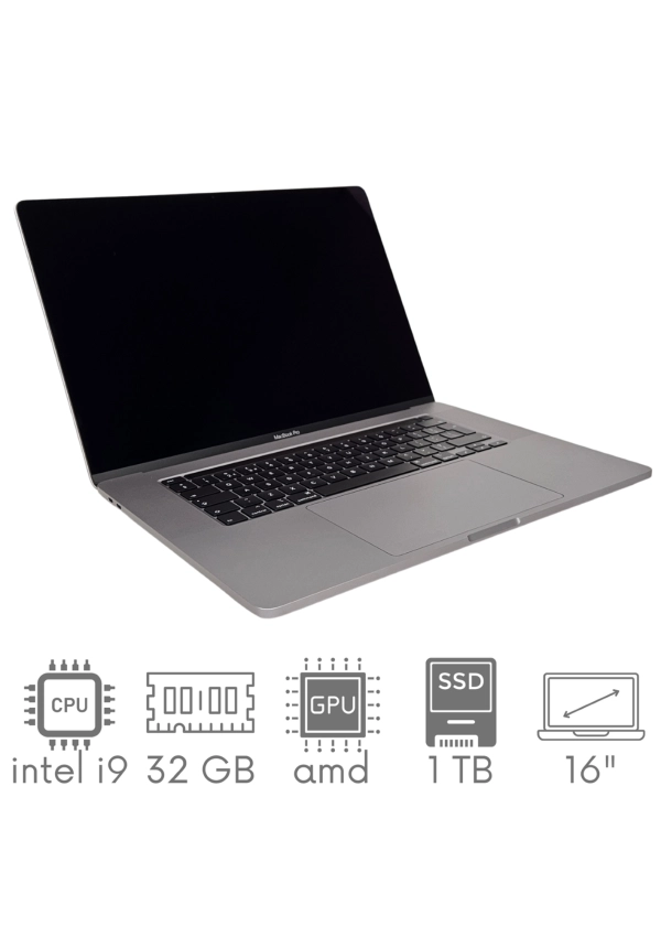 Apple MacBook Pro A2141 i9-9880HK 32GB 1TB SSD 16" Retina 3072x1920 Radeon Pro 5500M 4GB WiFi BT Kam OS Sequoia PL Gw12mc